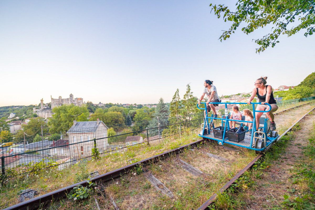 Velorail cycling in the holidays in Chauvigny Francecomfort